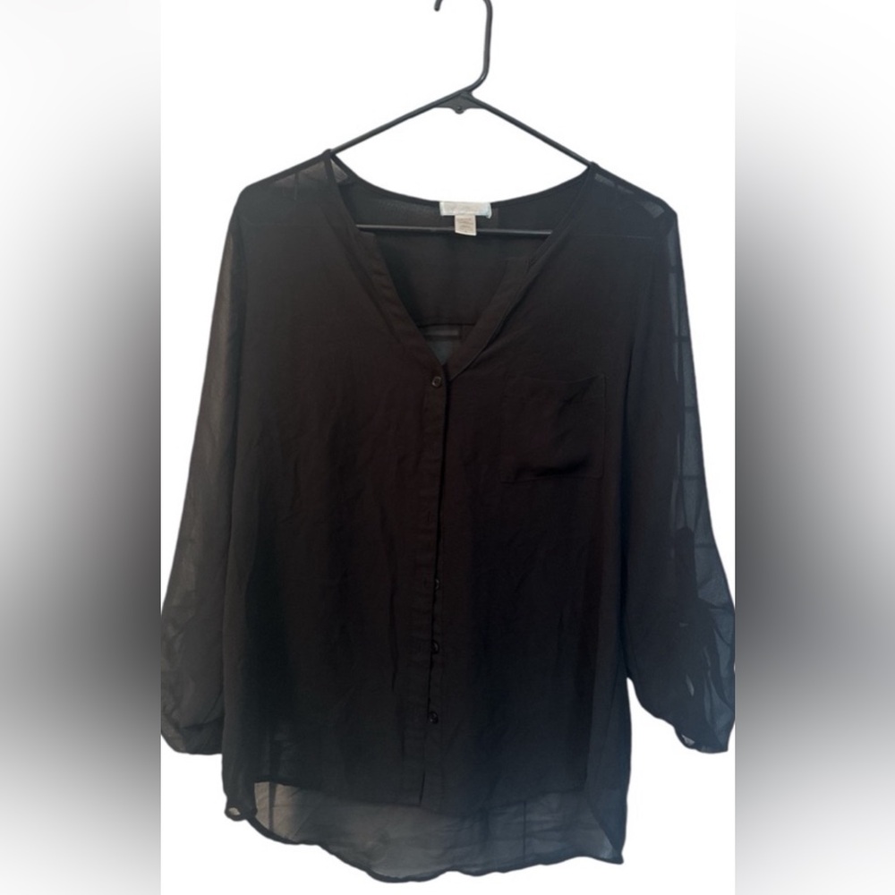 SIX DEGREES blouse long sleeve roll up women size Large